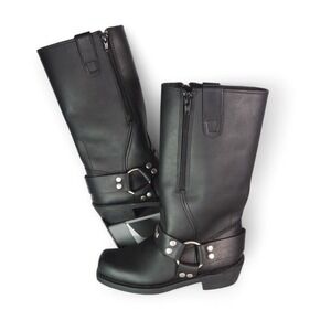 Orange County Choppers OCC Leather Harness‎ Motorcycle Boots Black Women's 6
